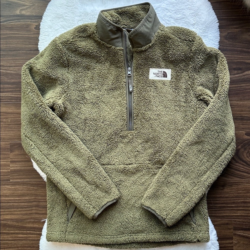 The North Face Boys XL Olive Green Cozy Fleece Collared Quarter Zip